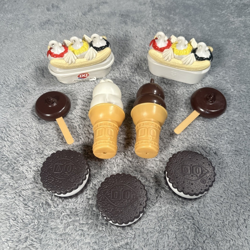 Vintage Dairy Queen DQ Play Food Lot Banana Split Vanilla Cone Oreo Sandwhich